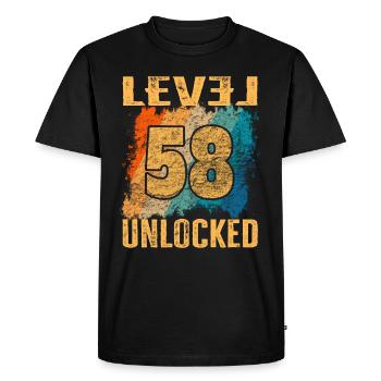 Birthday Gift Level Unlocked 58 years - Men's Premium Organic T-Shirt - black - Front - Nico (187cm)