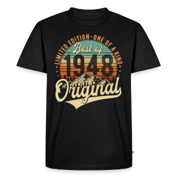 Original 1948 Vintage Birthday Retro - Men's Premium Organic T-Shirt - black - Front - Nico (187cm)
