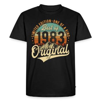 Original 1983 Vintage Anniversaire Rétro - T-shirt Premium bio Homme - noir - Devant - Nico (187cm)