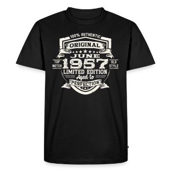 66e anniversaire Juin Millésime 1957 Bouclier original - T-shirt Premium bio Homme - noir - Devant - Nico (187cm)