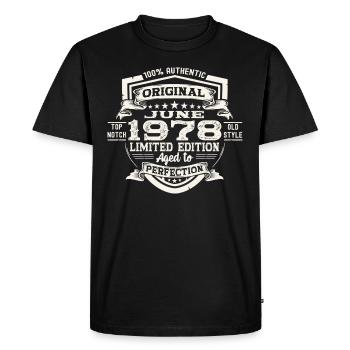 45e anniversaire Juin Millésime 1978 Bouclier original - T-shirt Premium bio Homme - noir - Devant - Nico (187cm)