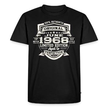 55e anniversaire Juin Millésime 1968 Bouclier original - T-shirt Premium bio Homme - noir - Devant - Nico (187cm)