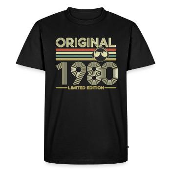 1980 - T-shirt Premium bio Homme - noir - Devant - Nico (187cm)