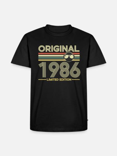 1986 - Männer Premium Bio T-Shirt - Schwarz