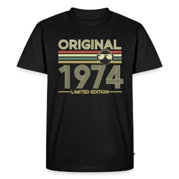 1974 - Men's Premium Organic T-Shirt - black - Front - Nico (187cm)