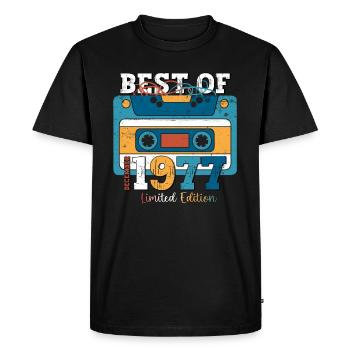 46e anniversaire décembre Vintage 1977 cassette - T-shirt Premium bio Homme - noir - Devant - Nico (187cm)