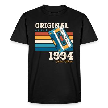 30e anniversaire mari février Vintage 1994 Cassette - T-shirt Premium bio Homme - noir - Devant - Nico (187cm)