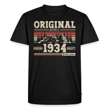 90e anniversaireHomme Original Avril Vintage 1934 - T-shirt Premium bio Homme - noir - Devant - Nico (187cm)