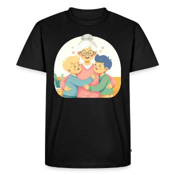 L’étreinte de joie pure de grand-mère - T-shirt Premium bio Homme - noir - Devant - Nico (187cm)