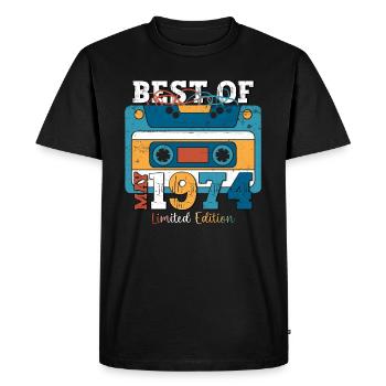 Anniversaire 1974 Mai 1974 Millésime 1974 Légende 74 - T-shirt Premium bio Homme - noir - Devant - Nico (187cm)