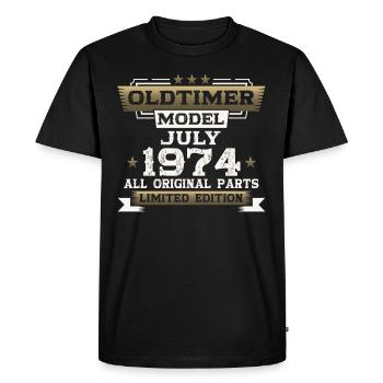 Vintage July 1974 Vintage 1974 50th Birthday 74 - Men's Premium Organic T-Shirt - black - Front - Nico (187cm)
