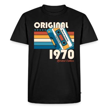 54ème Anniversaire Millésime Janvier 1970 Cassette 1970 - T-shirt Premium bio Homme - noir - Devant - Nico (187cm)