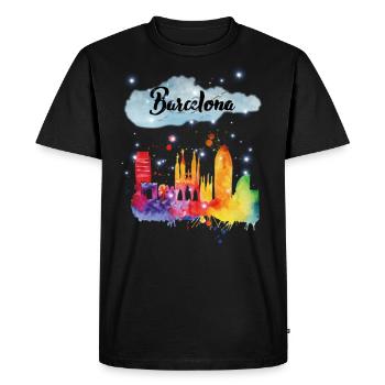 Barcelone, Barcelone. Barcelone ville - T-shirt Premium bio Homme - noir - Devant - Nico (187cm)