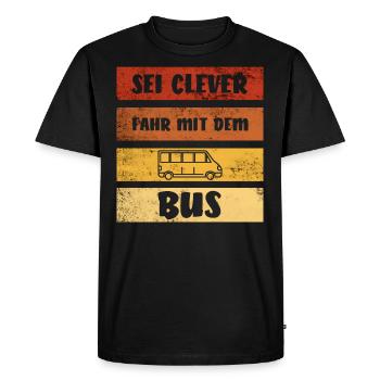 Be Clever Driving By Bus I Retro Bus Driver Car - Men's Premium Organic T-Shirt - black - Front - Nico (187cm)