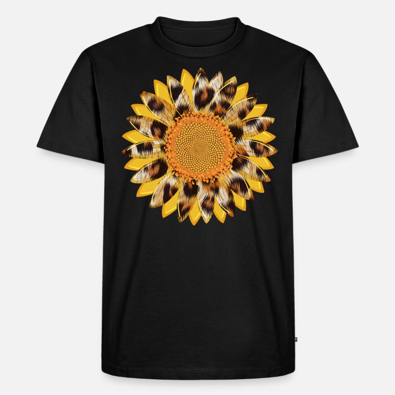 Sonnenblume Leopard Sublimation Design - Männer Premium Bio T-Shirt - Schwarz