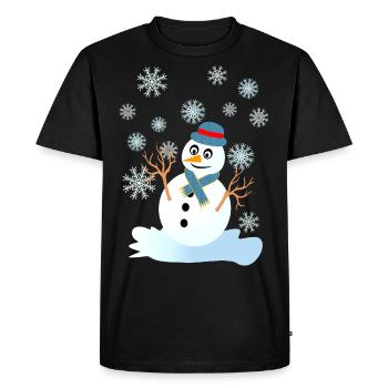 Bonhomme de neige et flocons snowman cool noël - T-shirt Premium bio Homme - noir - Devant - Nico (187cm)