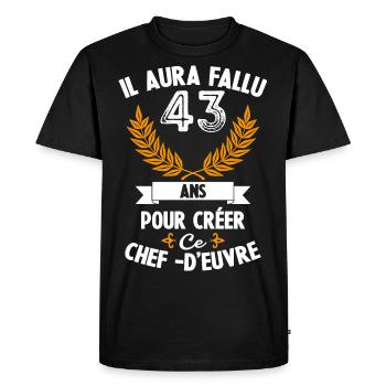 43 Ans anniversaire 43 anniversaire cadeau 43 ans - T-shirt Premium bio Homme - noir - Devant - Nico (187cm)