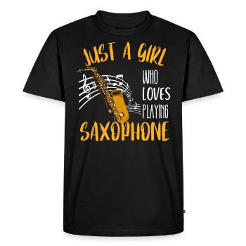 Partition de musique Saxophone Fille Cadeau Saxophoniste - T-shirt Premium bio Homme - noir - Devant - Nico (187cm)