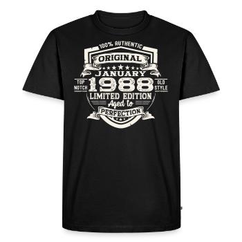 Né 1988 Janvier 35th anniversaire Homme cadeau - T-shirt Premium bio Homme - noir - Devant - Nico (187cm)