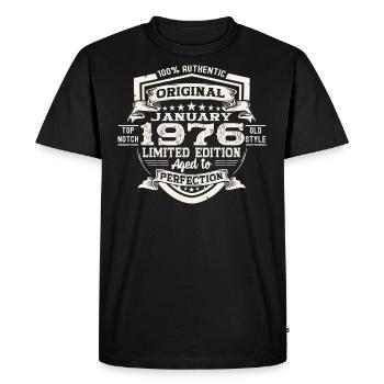 Né 1976 Janvier 47e anniversaire Homme cadeau - T-shirt Premium bio Homme - noir - Devant - Nico (187cm)