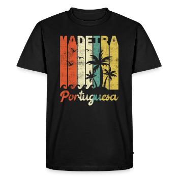 Retro Madère Portugal Vacances Île Vintage - T-shirt Premium bio Homme - noir - Devant - Nico (187cm)