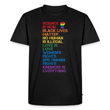 La science, c'est du vrai noir, c'est important LGBT BLM Fist - T-shirt Premium bio Homme - noir - Devant - Nico (187cm)