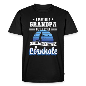 Cadeau de joueur de cornhole drôle pour grand-père - T-shirt Premium bio Homme - noir - Devant - Nico (187cm)