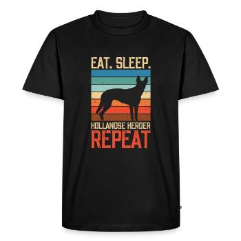 Manger dormir Hollandse Herder Répéter - T-shirt Premium bio Homme - noir - Devant - Nico (187cm)