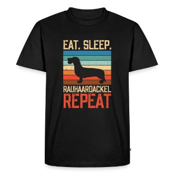 Mangez du sommeil Cheveux rugueuxEd Teckel Répéter - T-shirt Premium bio Homme - noir - Devant - Nico (187cm)