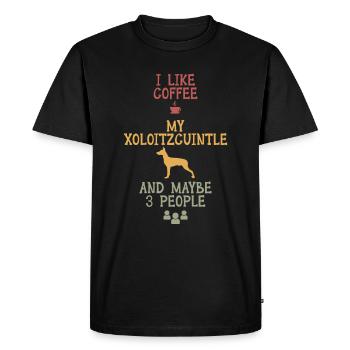 I like coffee my Xoloitzcuintle and maybe 3 people - Men's Premium Organic T-Shirt - black - Front - Nico (187cm)