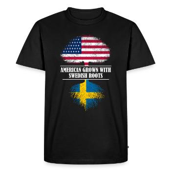 Américain cultivé avec des racines suédoises Suède - T-shirt Premium bio Homme - noir - Devant - Nico (187cm)