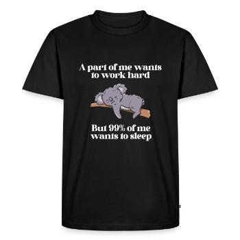 Une partie de moi veut travailler Koala - T-shirt Premium bio Homme - noir - Devant - Nico (187cm)