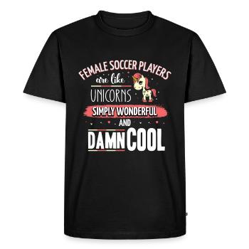Les joueuses de football sont comme des licornes footballeuses - T-shirt Premium bio Homme - noir - Devant - Nico (187cm)