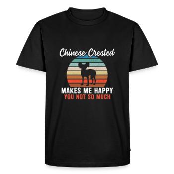 Chinese Crested me rend heureux toi pas tellement - T-shirt Premium bio Homme - noir - Devant - Nico (187cm)