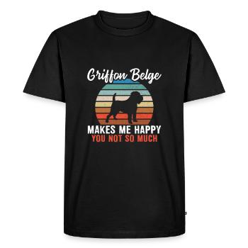 Griffon Belge me rend heureux moins - T-shirt Premium bio Homme - noir - Devant - Nico (187cm)