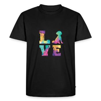 Amour caniche - T-shirt Premium bio Homme - noir - Devant - Nico (187cm)