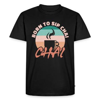Né pour siroter du chaï - T-shirt Premium bio Homme - noir - Devant - Nico (187cm)