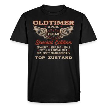 90e anniversaire homme Vintage avril Vintage 1934 - T-shirt Premium bio Homme - noir - Devant - Nico (187cm)