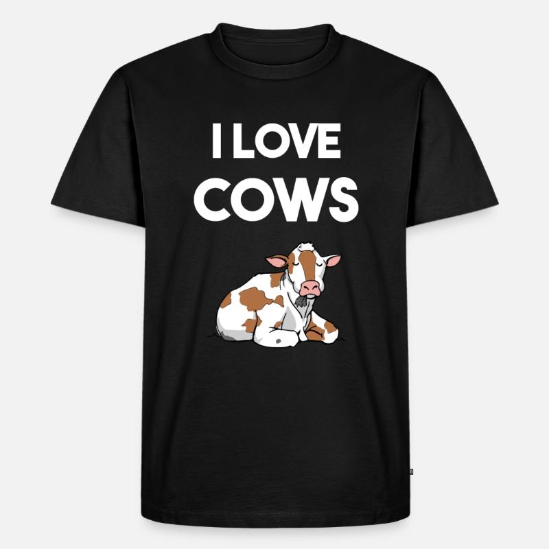 Ich liebe Kühe Bauer - Männer Premium Bio T-Shirt - Schwarz