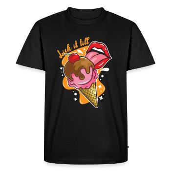 Lick it till - Men's Premium Organic T-Shirt - black - Front - Nico (187cm)