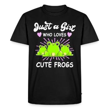 Frösche Mädchen Frosch Sprüche Girl Loves Frogs - Männer Premium Bio T-Shirt - Schwarz - Vorne - Nico (187cm)