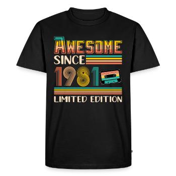 Vintage 1981 Limited Edition Tea Men Women - Men's Premium Organic T-Shirt - black - Front - Nico (187cm)