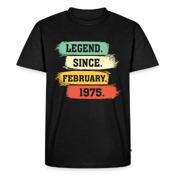 Légende depuis février 1975 - T-shirt Premium bio Homme - noir - Devant - Nico (187cm)