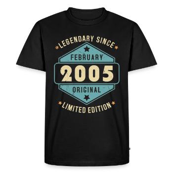 Février 2005 Vintage Retro Anniversaire - T-shirt Premium bio Homme - noir - Devant - Nico (187cm)
