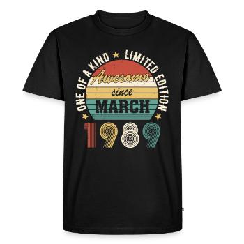 Génial depuis mars 1989 - T-shirt Premium bio Homme - noir - Devant - Nico (187cm)