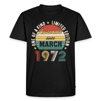Génial depuis mars 1972 - T-shirt Premium bio Homme - noir - Devant - Nico (187cm)