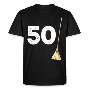Birthday 50 Brooms Gift The Fifties - Men's Premium Organic T-Shirt - black - Front - Nico (187cm)