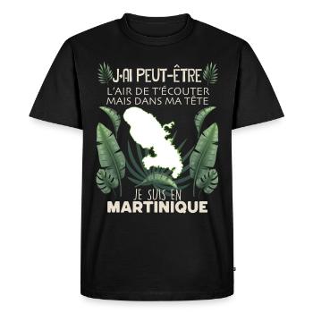 Martinique Je T'aime Citation Drole Homme Femme - T-shirt Premium bio Homme - noir - Devant - Nico (187cm)
