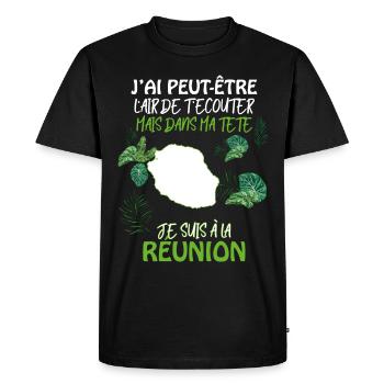 Message La Réunion Humour Patrie - T-shirt Premium bio Homme - noir - Devant - Nico (187cm)