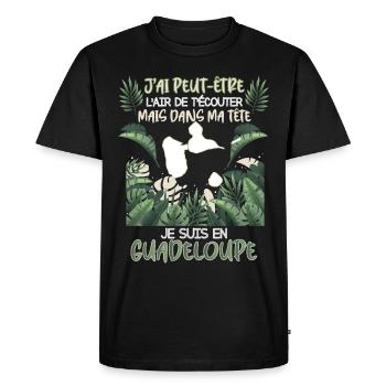 Guadeloupe Ma Tête Mon Coeur - T-shirt Premium bio Homme - noir - Devant - Nico (187cm)